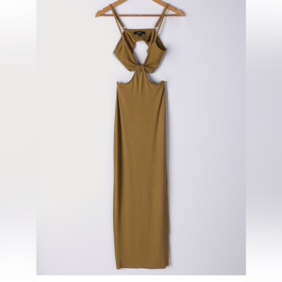 A9 - 479 Lulus Opening Night Olive Green Cutout Bodycon maxi dress size medium - Picture 5 of 14